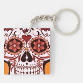 Floral Sugar Skull Day of the Dead Art Sleutelhanger (Achterkant)