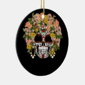 Floral Sugar Skull Day of the Dead Dia De Muertos Keramisch Ornament (Rechts)