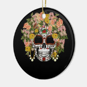 Floral Sugar Skull Day of the Dead Dia De Muertos Keramisch Ornament (Links)