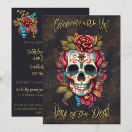 Floral Sugar Skull Day of the Dead Engels Kaart
