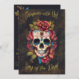 Floral Sugar Skull Day of the Dead Engels Kaart