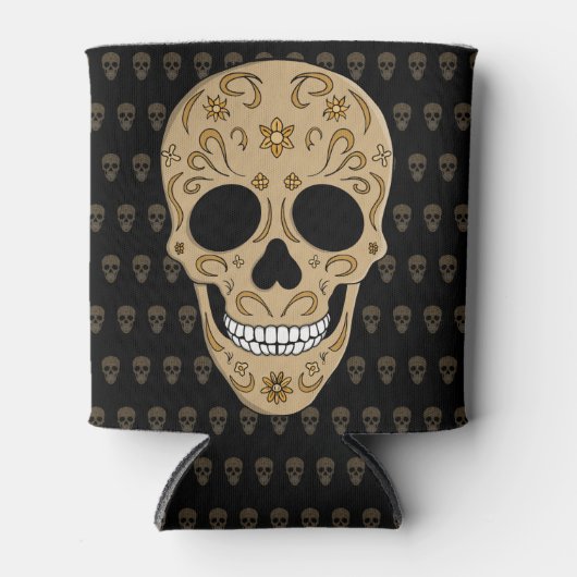 Floral Sugar Skull Dia de los Muertos Blikjeskoeler (Voorkant)