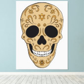 Floral Sugar Skull Dia de los Muertos Canvas Afdruk (Insitu (Houten vloer))
