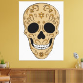Floral Sugar Skull Dia de los Muertos Canvas Afdruk (Insitu (Woonkamer))
