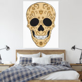 Floral Sugar Skull Dia de los Muertos Canvas Afdruk (Insitu (Slaapkamer))