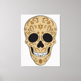 Floral Sugar Skull Dia de los Muertos Canvas Afdruk