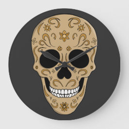 Floral Sugar Skull Dia de los Muertos Grote Klok