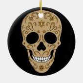 Floral Sugar Skull Dia de los Muertos Keramisch Ornament (Achterkant)