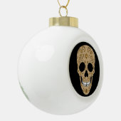 Floral Sugar Skull Dia de los Muertos Keramische Bal Ornament (Links)