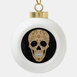 Floral Sugar Skull Dia de los Muertos Keramische Bal Ornament