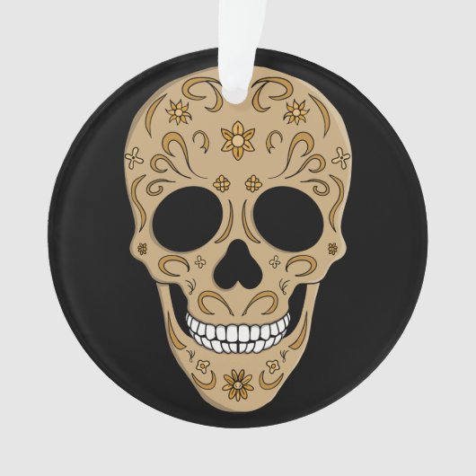 Floral Sugar Skull Dia de los Muertos Ornament (voorkant)