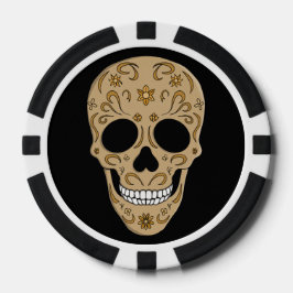 Floral Sugar Skull Dia de los Muertos Poker Chips