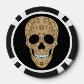 Floral Sugar Skull Dia de los Muertos Poker Chips (Achterkant)
