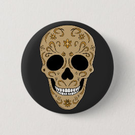 Floral Sugar Skull Dia de los Muertos Ronde Button 5,7 Cm