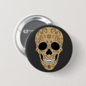 Floral Sugar Skull Dia de los Muertos Ronde Button 5,7 Cm (Voorkant /achterkant)