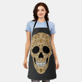 Floral Sugar Skull Dia de los Muertos Schort (Gedragen)