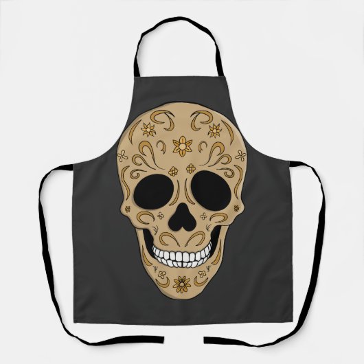 Floral Sugar Skull Dia de los Muertos Schort (Voorkant)