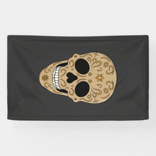 Floral Sugar Skull Dia de los Muertos Spandoek (Horizontaal)