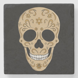 Floral Sugar Skull Dia de los Muertos Stenen Onderzetter