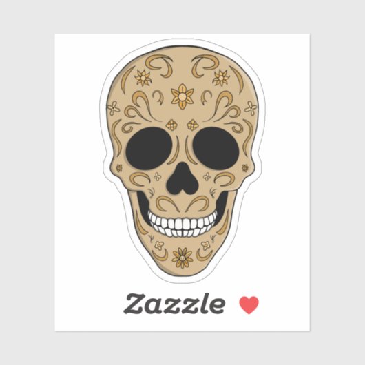 Floral Sugar Skull Dia de los Muertos Sticker (Vel)