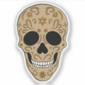Floral Sugar Skull Dia de los Muertos Sticker (Voorkant)