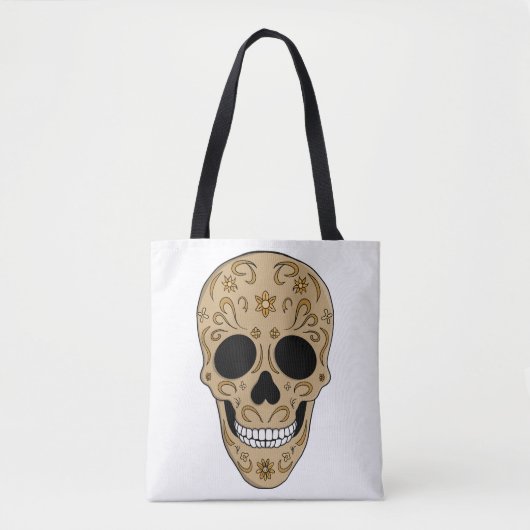 Floral Sugar Skull Dia de los Muertos Tote Bag (Voorkant)