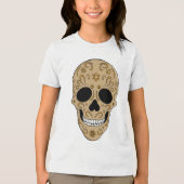 Floral Sugar Skull Dia de los Muertos Tri-Blend Shirt (Voorkant)
