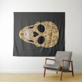 Floral Sugar Skull Dia de los Muertos Wandkleed (In Situ (horizontaal))