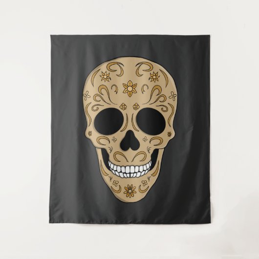 Floral Sugar Skull Dia de los Muertos Wandkleed (Voorkant)