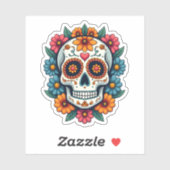 Floral Sugar Skull Dia De Muertos Day of The Dead  Sticker (Vel)
