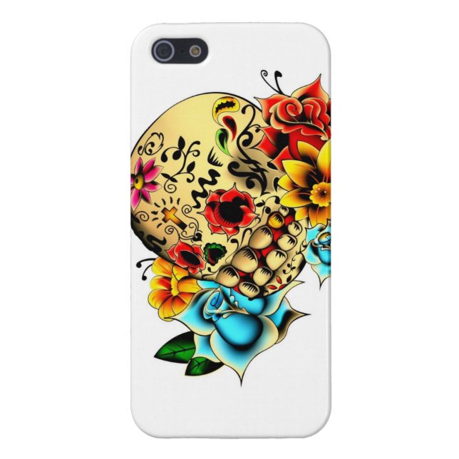 Floral Sugar Skull iPhone Hoesje (Achterkant)
