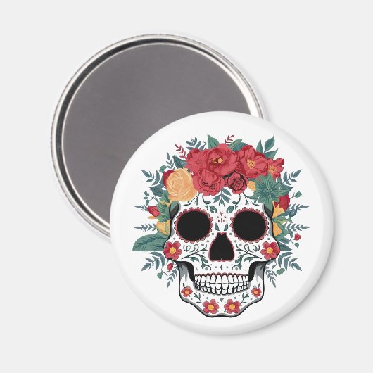 Floral Sugar Skull Magneet (Voorkant / Achterkant)