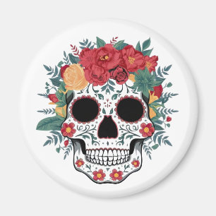 Floral Sugar Skull Magneet