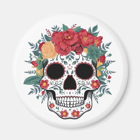 Floral Sugar Skull Magneet (Voorkant)