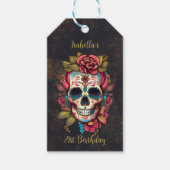 Floral Sugar Skull Milestone Verjaardag Cadeaulabel (Voorkant)