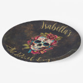 Floral Sugar Skull Milestone Verjaardag Papieren Bordje (Gekanteld)