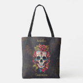 Floral Sugar Skull Milestone Verjaardag Tote Bag (Achterkant)