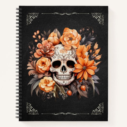 Floral Sugar Skull Notitieboek (Voorkant)