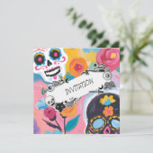 Floral Sugar Skull Painting Kaart (Staand voorkant)