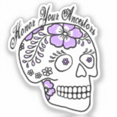 Floral Sugar Skull Purple Honor Your Ancestors Sticker (Voorkant)