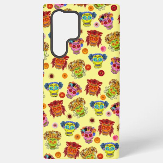 Floral Sugar Skull Samsung Galaxy Hoesje (Achterkant)