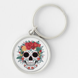 Floral Sugar Skull Sleutelhanger