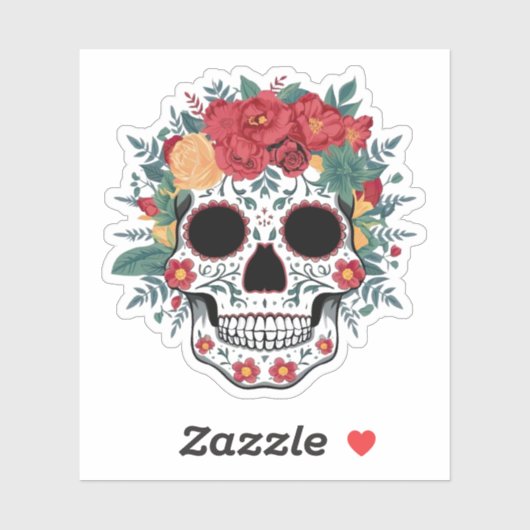 Floral Sugar Skull Sticker (Vel)