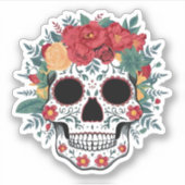 Floral Sugar Skull Sticker (Voorkant)