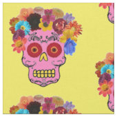 Floral Sugar Skull Stof (Close Up)