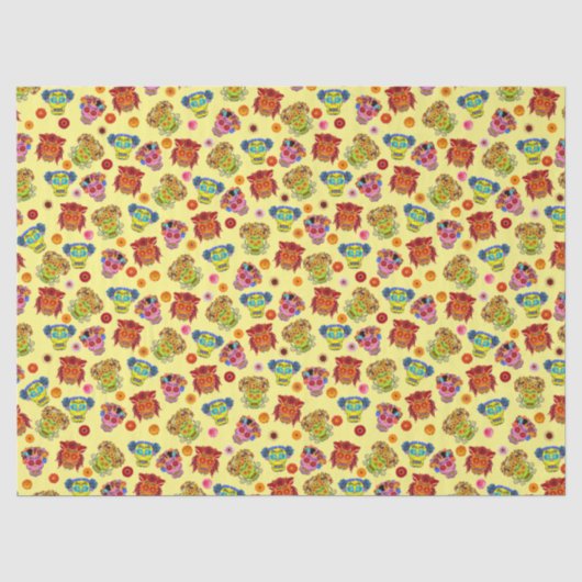 Floral Sugar Skull Tissuepapier (Voorkant)
