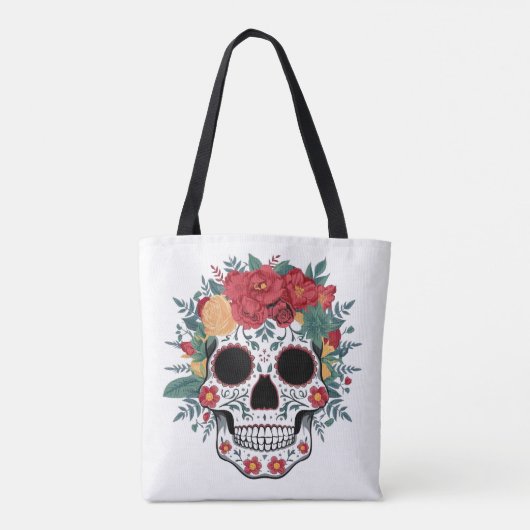 Floral Sugar Skull Tote Bag (Achterkant)