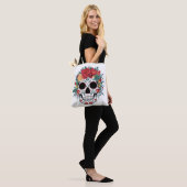 Floral Sugar Skull Tote Bag (Op model)