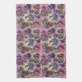 Floral Sugar Skulls Dia de los Muertos Theedoek (Verticaal)