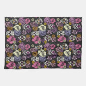 Floral Sugar Skulls Dia de los Muertos Theedoek (Horizontaal)